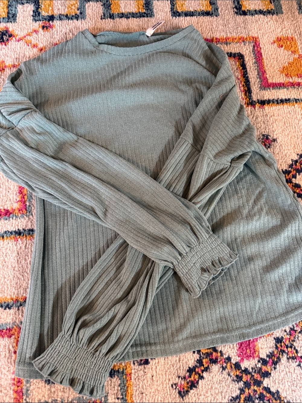 ePretty Ribbed Long Sleeve Top in Sage